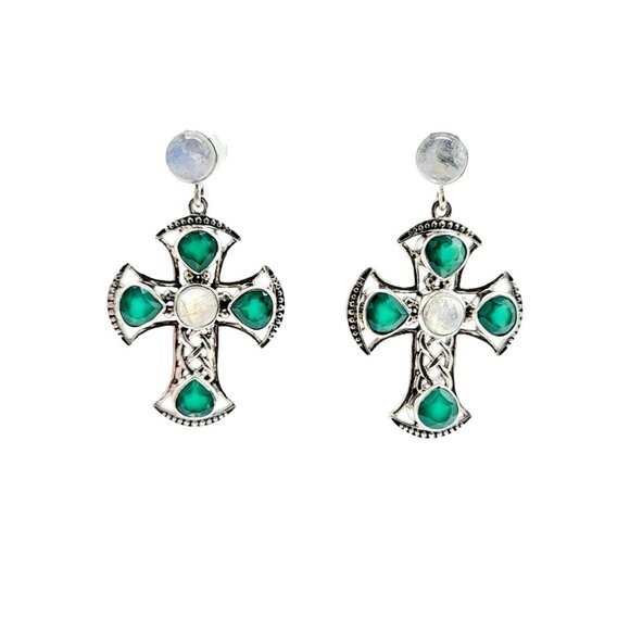 Nicky Butler Jewelry - Nicky Butler Celtic Cross Gemstone Designer Earrings .925 Sterling Silver
